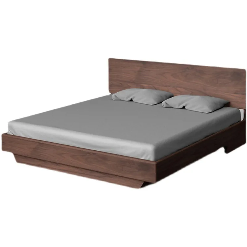 Nordic all solid wood bed 1.5m 1.8 air pressure high box storage bed oak black walnut suspension bed suspension design