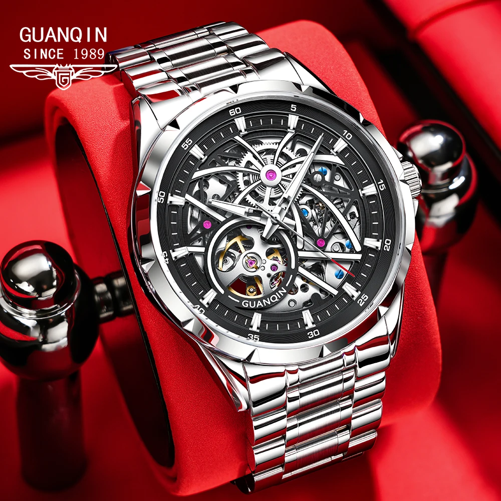 GUANQIN Men's Watches Trend Fashion Hollow Mechanical Flywheel Original Brand Automatic Wristwatch for Man Sapphire Crystal New
