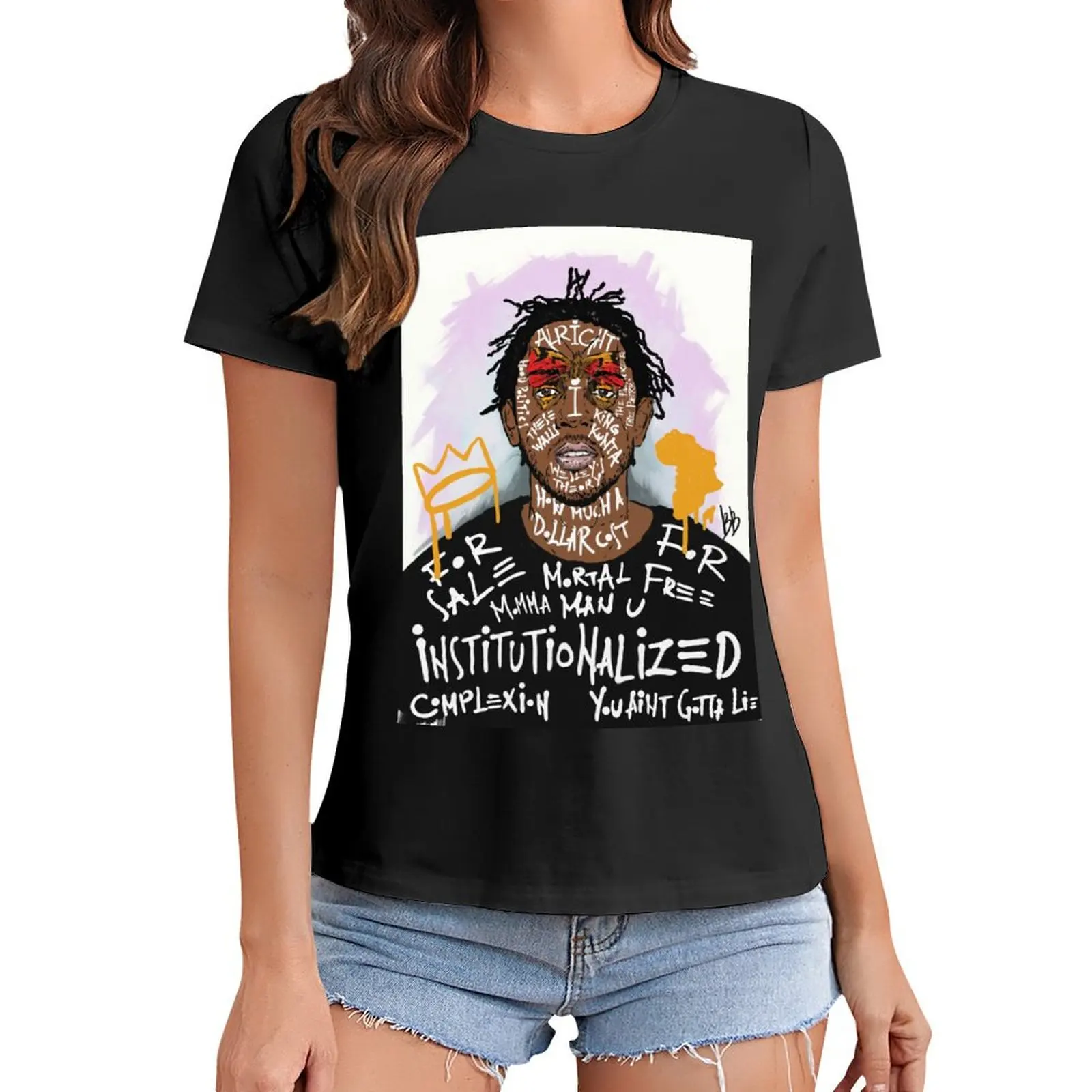 Camiseta de Kendrick Lamar para mujer, camisa de anime con estampado de animales