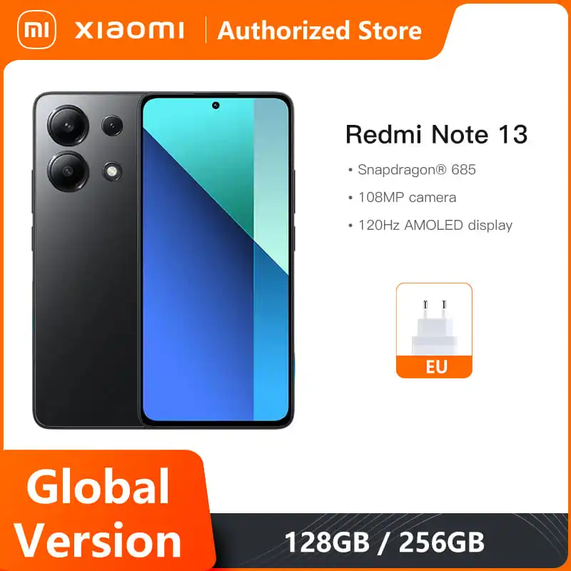 Global Version Xiaomi Redmi Note 13 4G Smartphone 108MP Triple Camera 120Hz AMOLED Snapdragon 685 Octa Core 33W Fast Charging