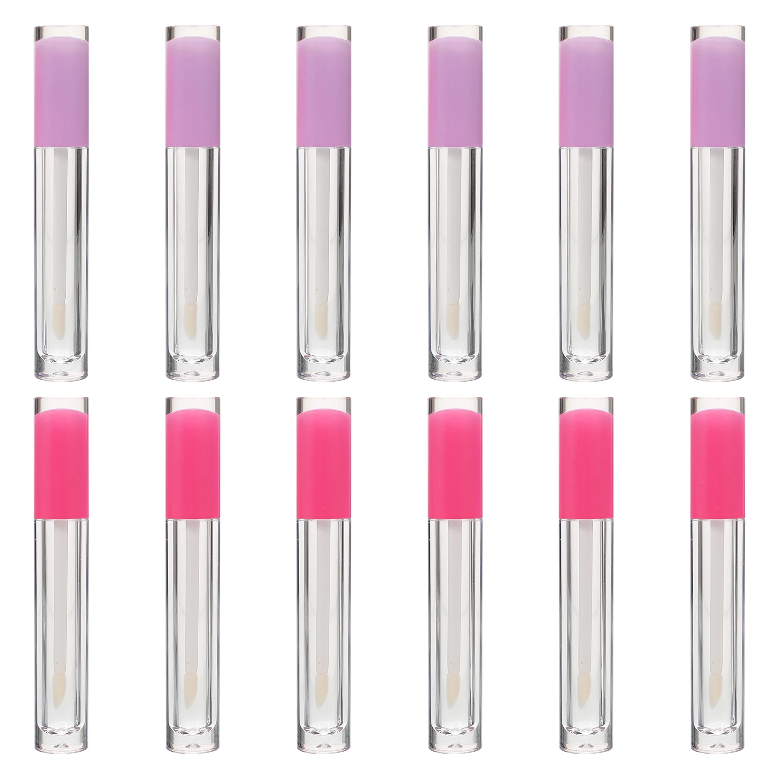 

12 Pcs Clear Lip Gloss Tubes Empty Containers Pink Purple Refillable Lip Color Container Bottles Plastic Storage Vials
