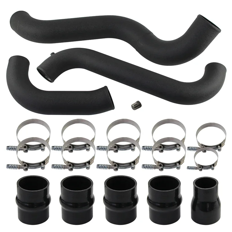 Upgrade Intercooler Pipe & Boot Hose Clamp Kit For 11-16 GMC CHEVY 6.6L LML Duramax V8 Diesel Performance Aluminum Black/Silver