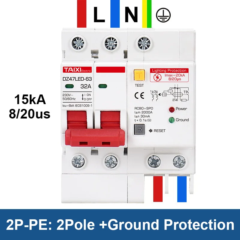 Residual Current Circuit Breaker RCD RCBO RCCB Main Switch With Surge Protector Earth Lightning Protection Leakage Protector