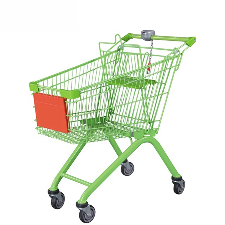 Trolleys Supermarket Shopping Carts PU Wheels with Seat with Baby Seat Wire Shopping Trolleys