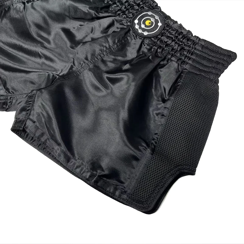 Picture 6: FLUORY Muay Thai Shorts Black Solid Free Combat Mixed Martial Arts Boxing Training Match Pants