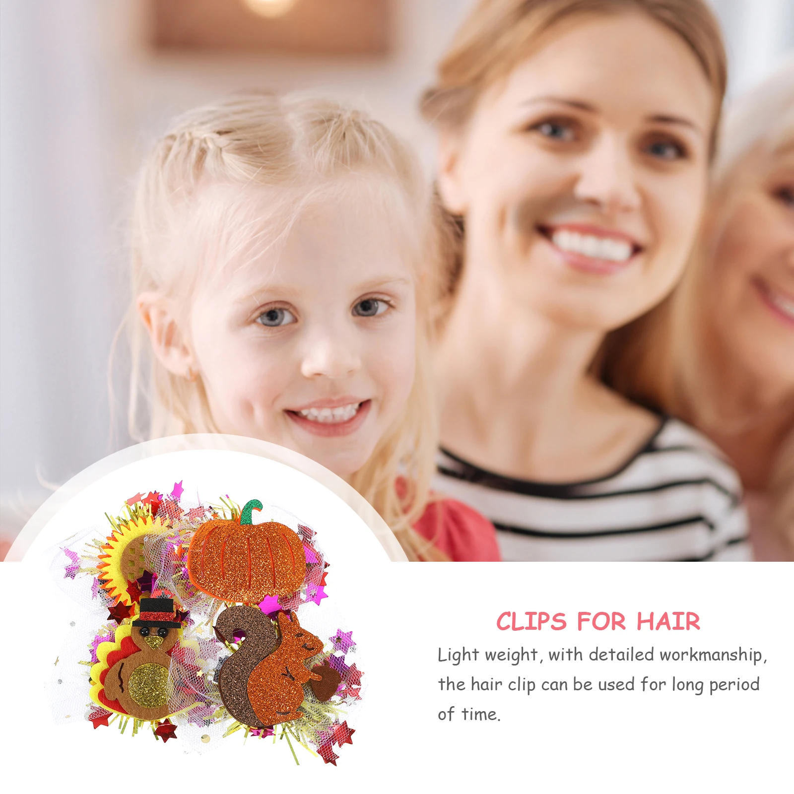 

4 Pcs Thanksgiving Hair Accessories Hairpins Barrettes Clip Decorate Glitter Powder for