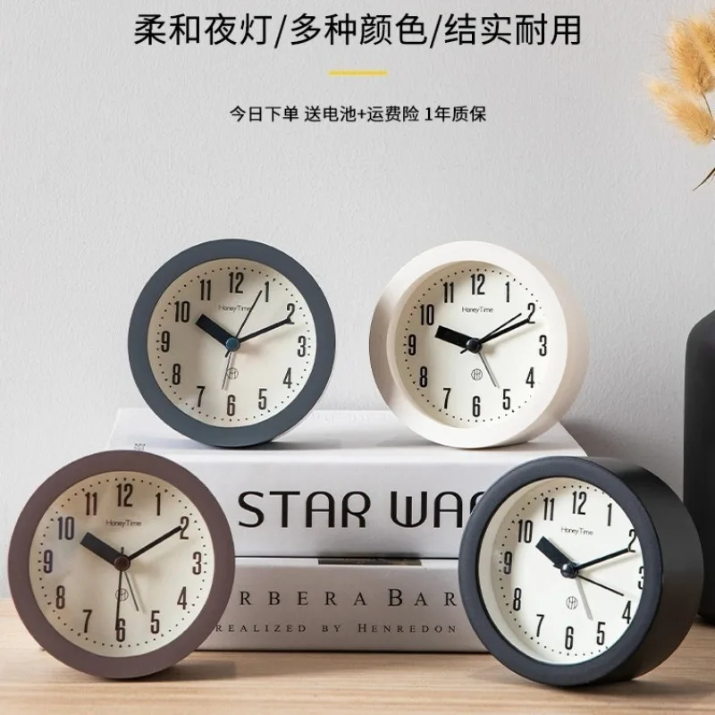 Modern Simple Alarm Clock Plastic Solid Color Silent for Time Clocks Ornament  Home Bedroom Dormitory Desk Living Room Children