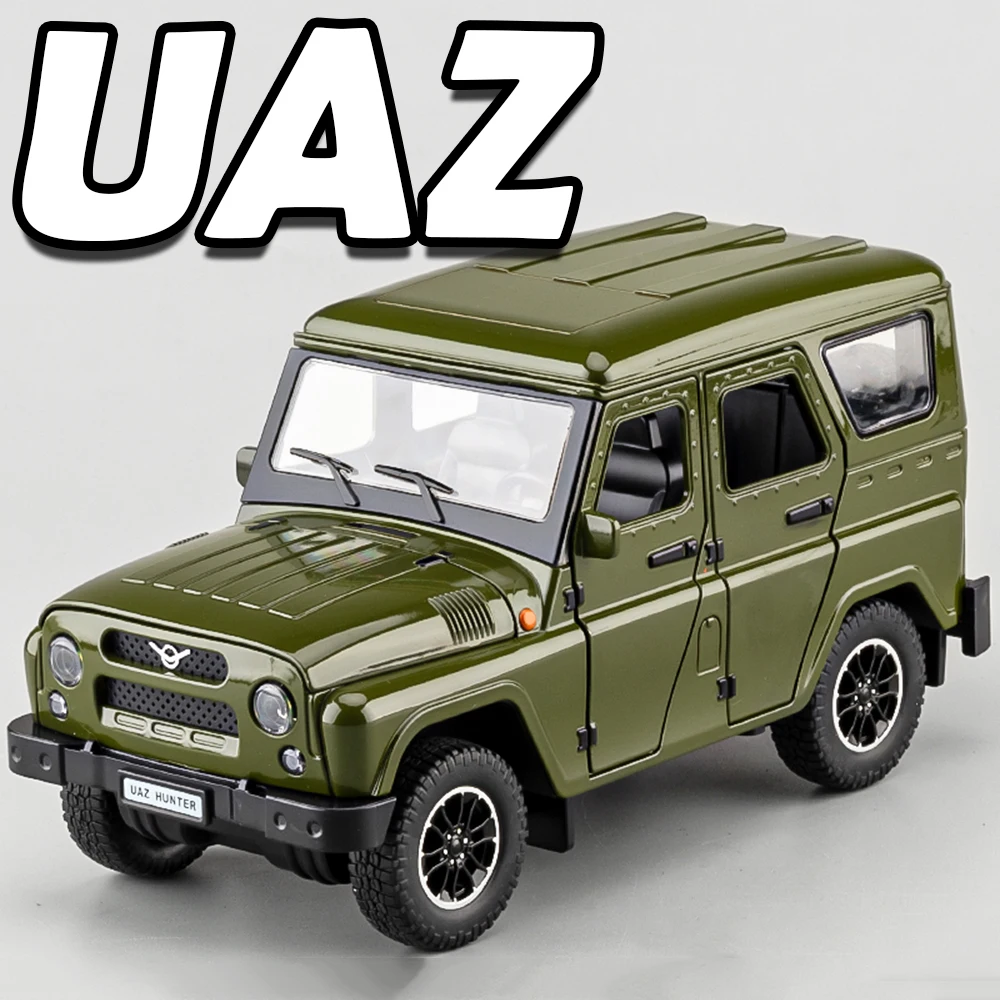 1:18 ロシア UAZ ハンター RV モデルおもちゃの車 合金ダイキャスト サウンドライト ドア開閉 プルバック シミュレーション オフロード車 子供向け