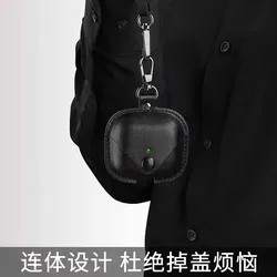 For Airpods 4 Case Leather Business Earphone Case Headset Shell Headphone Cover Luxury Leather PU Cover for airpods3  With Hook