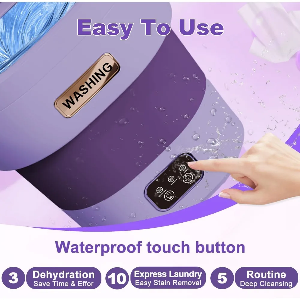 เครื่องซักผ้าขนาดเล็ก 18L,เครื่องซักผ้าแบบพกพา 3 โหมดทําความสะอาดลึกสําหรับชุดชั้นใน,เสื้อผ้าเด็กหรือถุงเท้า,MINI เครื่องซักผ้าพับได้