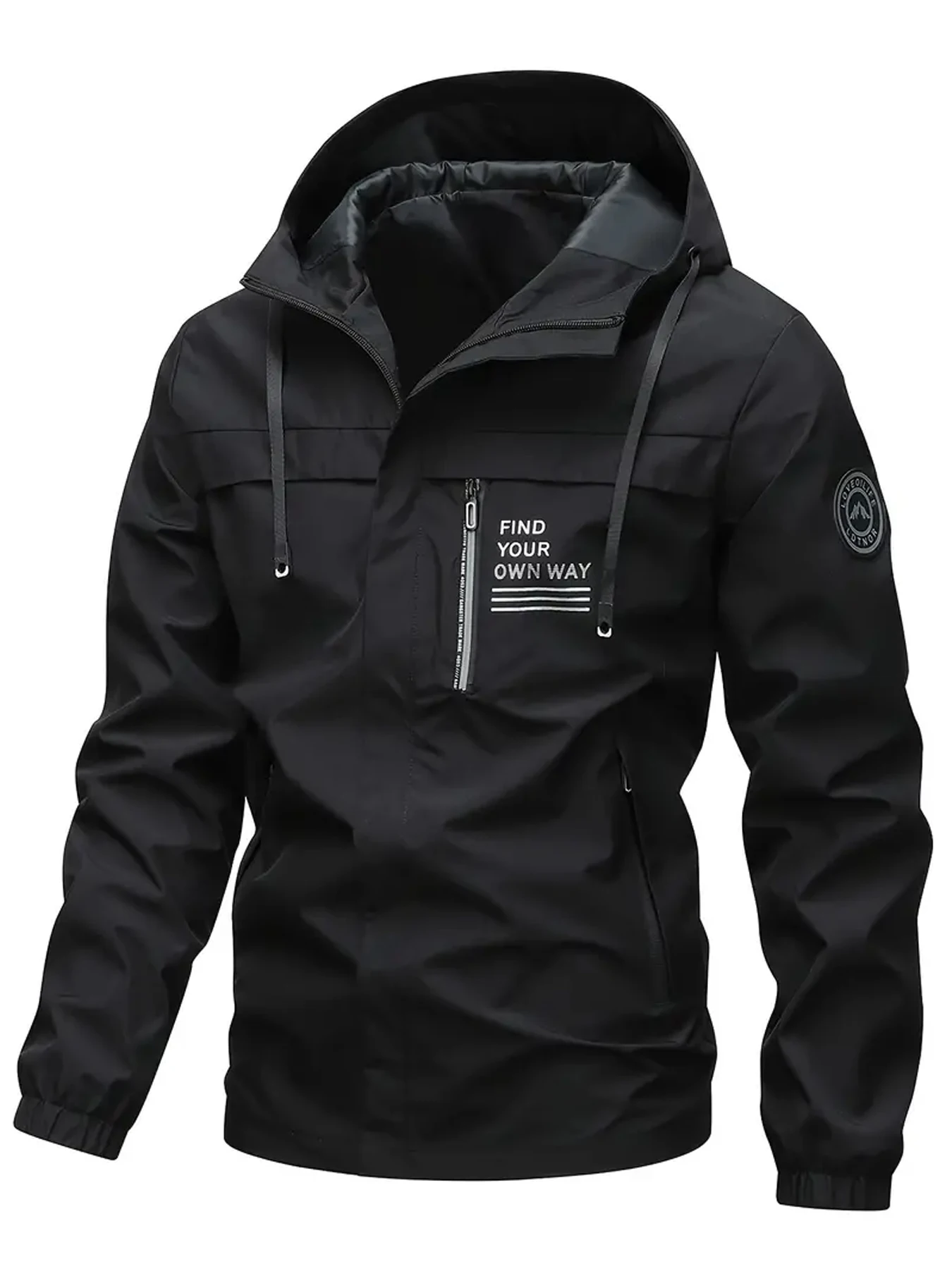 

Men's Windbreaker Jacket, Zipper Design, Pockets and Hoodie Style, Men's Jacket, Men's Top, Ideal for Outdoor Activities and Casual Wear