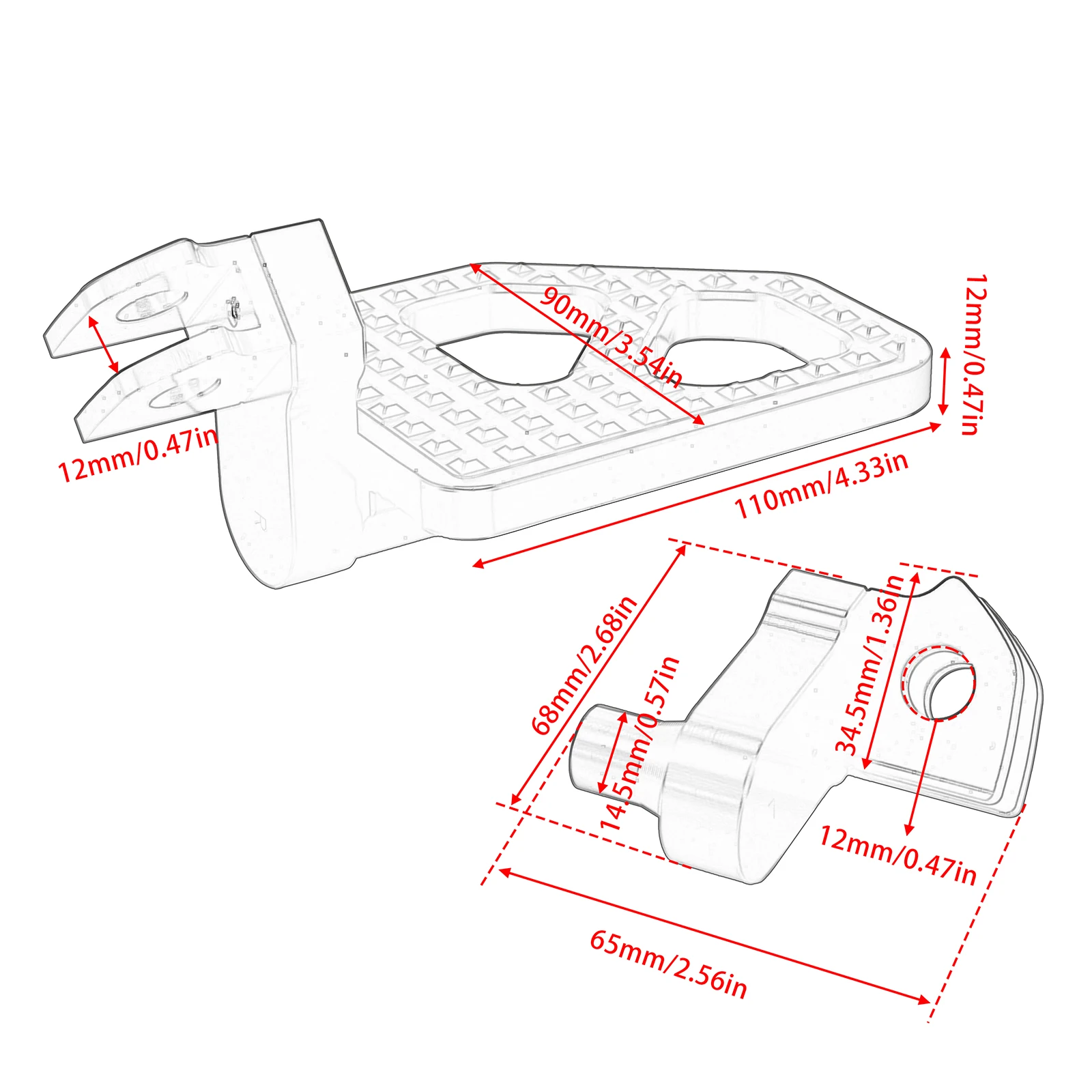 Motorbike Rider Footboards Wide Footpegs For Kawasaki Eliminator 500 2023-2025 Eliminator 500 SE 2024-2025 Front Floorboards
