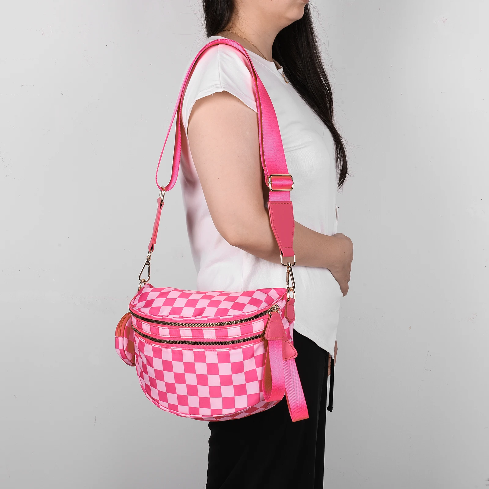 حقيبة كتف مربعة مع حزام قابل للتعديل، حقيبة فاني باك بوم للنساء، تسوق يوميًا