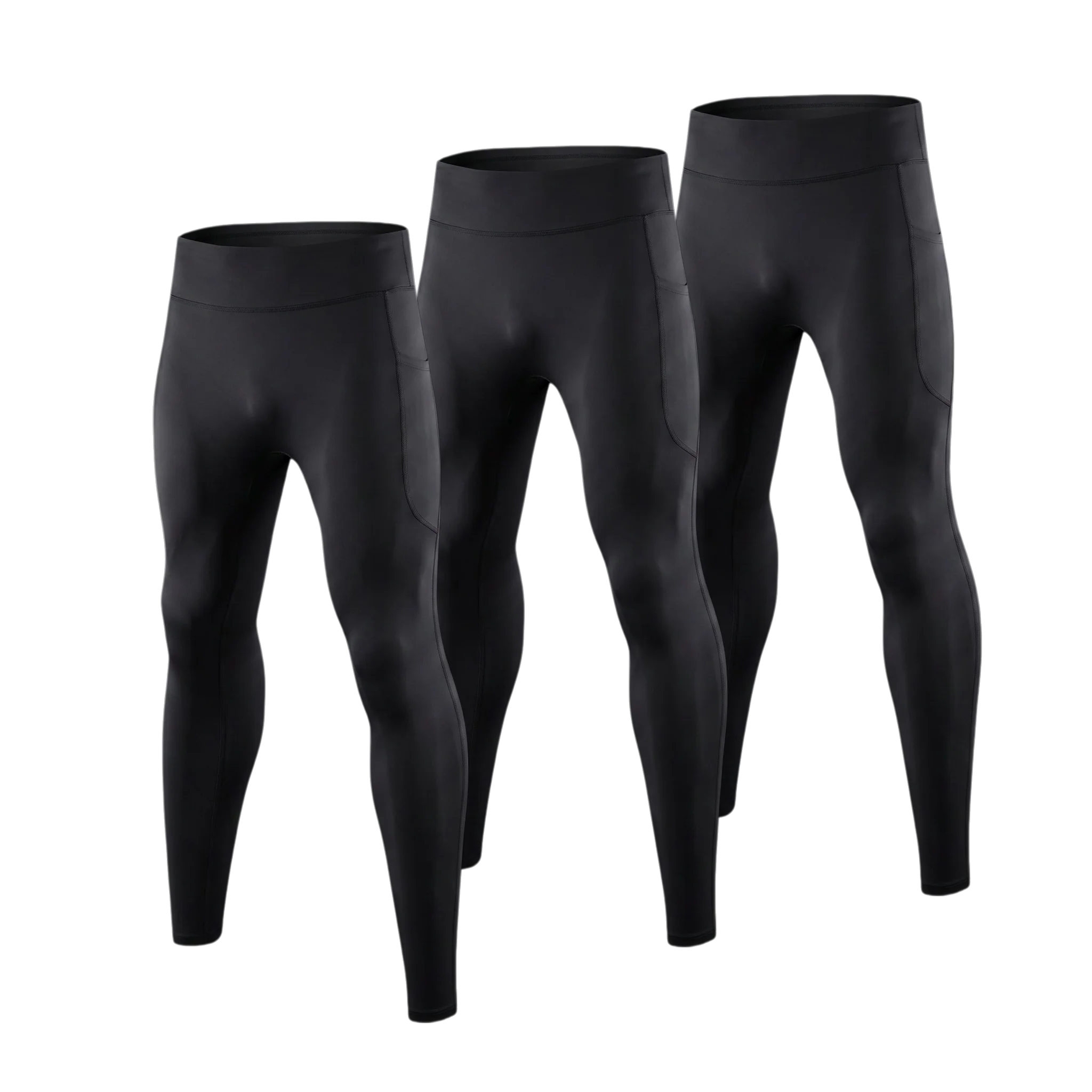 3 Pack Men High Waist Compression Pants High Elastic Breathable Quick Dry Sports Tights Winter Fitness Running Leggings Athletic