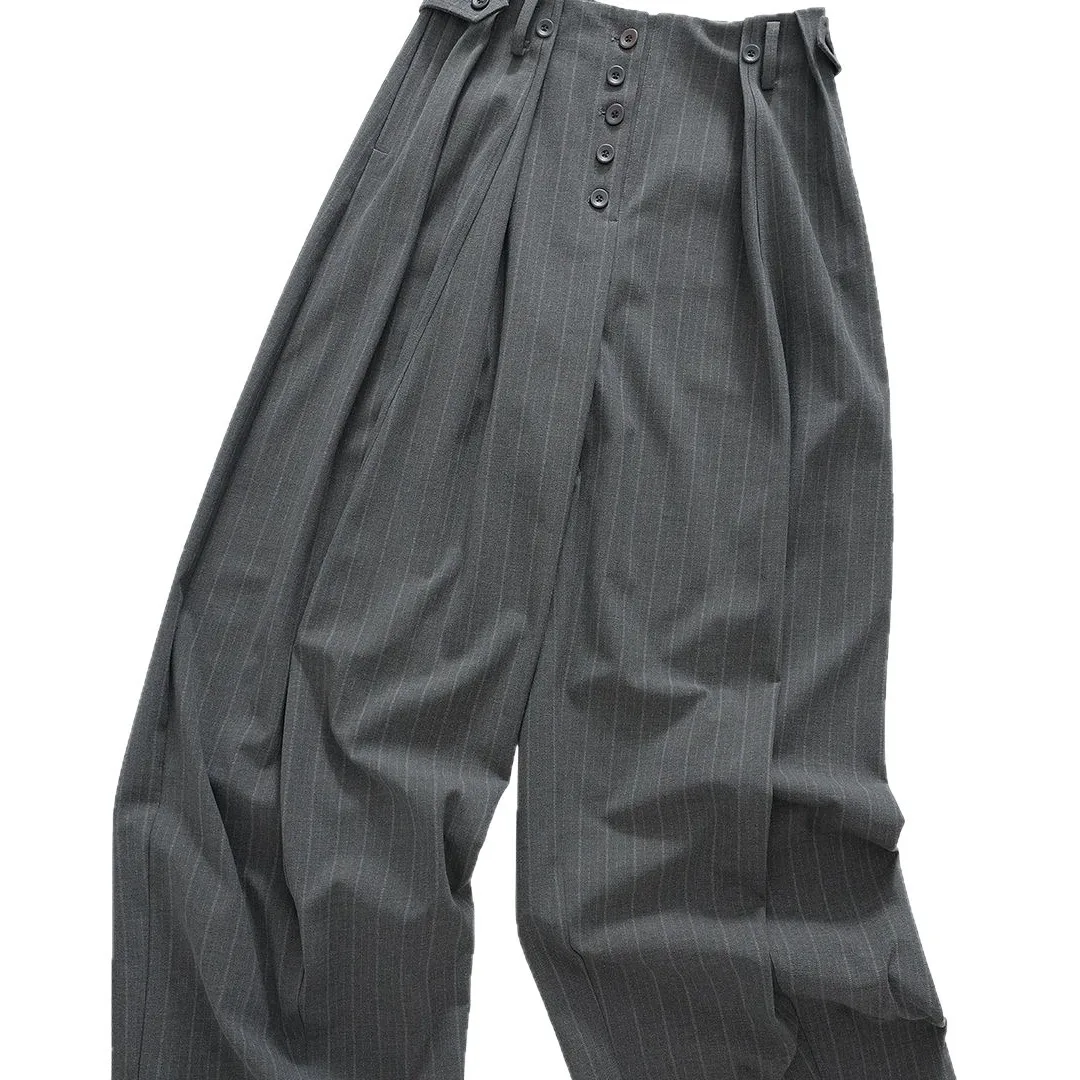 Women Suit Pants 2025 AW New Style Pants Striped Pattern Wide Leg Loose High Waist Pants Women's Versatile Casual Trousers