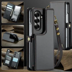 EUCAGR Luxury Magnetic Wallet PU Leather Case For Samsung Galaxy Z Fold 6 7 Card Solt Holder Pocket Cover For Galaxy Z Fold 7 6