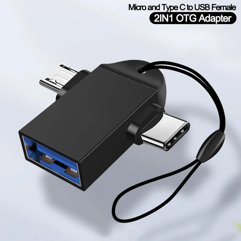 Adattatore OTG 2 in 1 USB tipo C Micro USB Convertitore per telefono cellulare Android U Disco Tablet Connettore OTG USB 3.0 OTG per laptop Mac