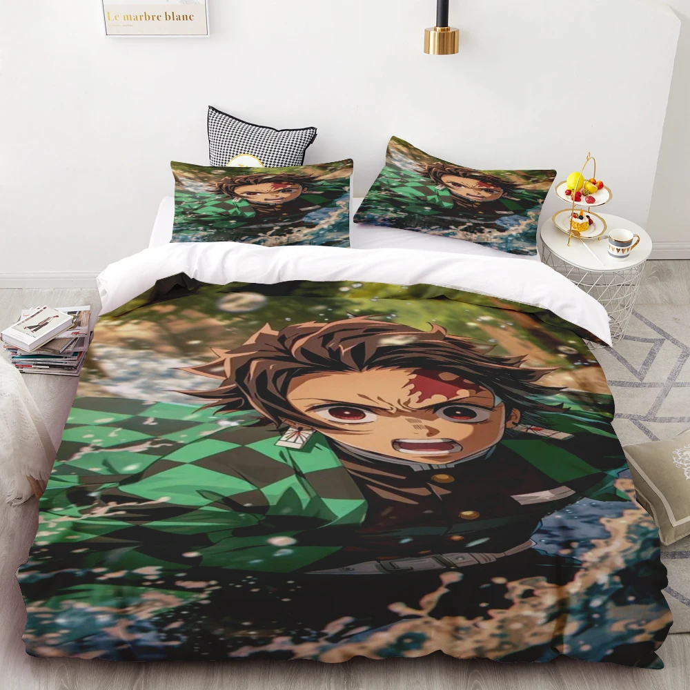 Duvet Cover Demon Slayer Kimetsu No Yaiba Kamado Nezuko Anime Polyester Bedding Set Duvet Cover Set Printed Cartoon Home Decor view 3