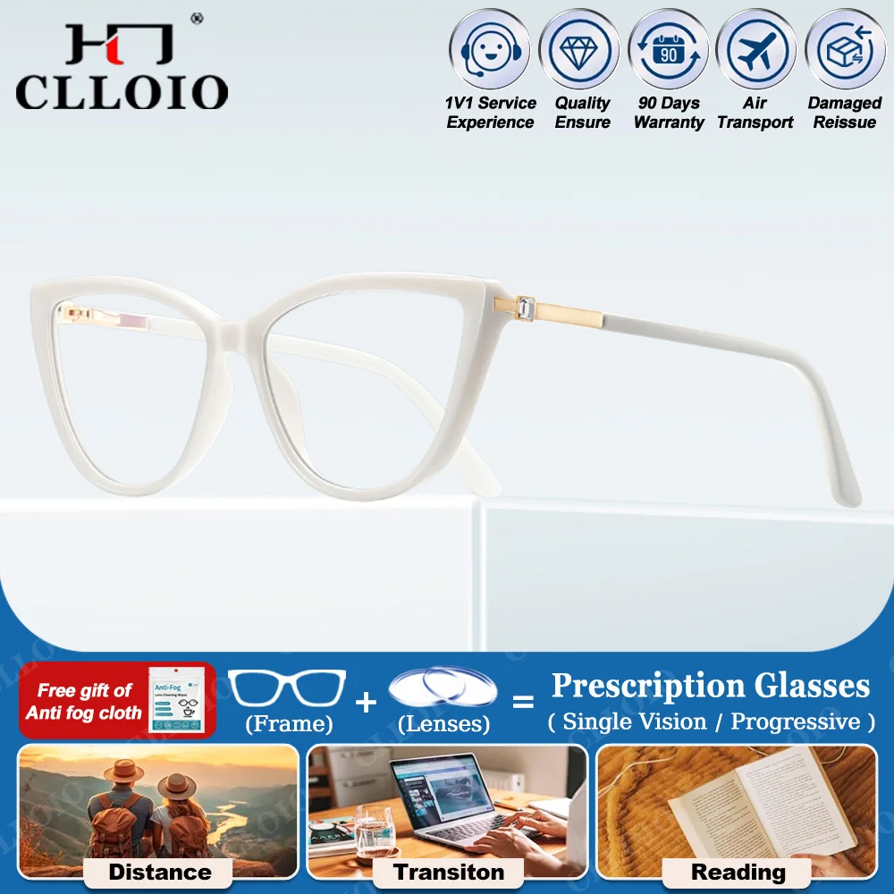 

CLLOIO новый дизайн, блокирующие синий свет, очки для близорукости, кошачий глаз, женские модные прогрессивные оптические очки для чтения по рецепту