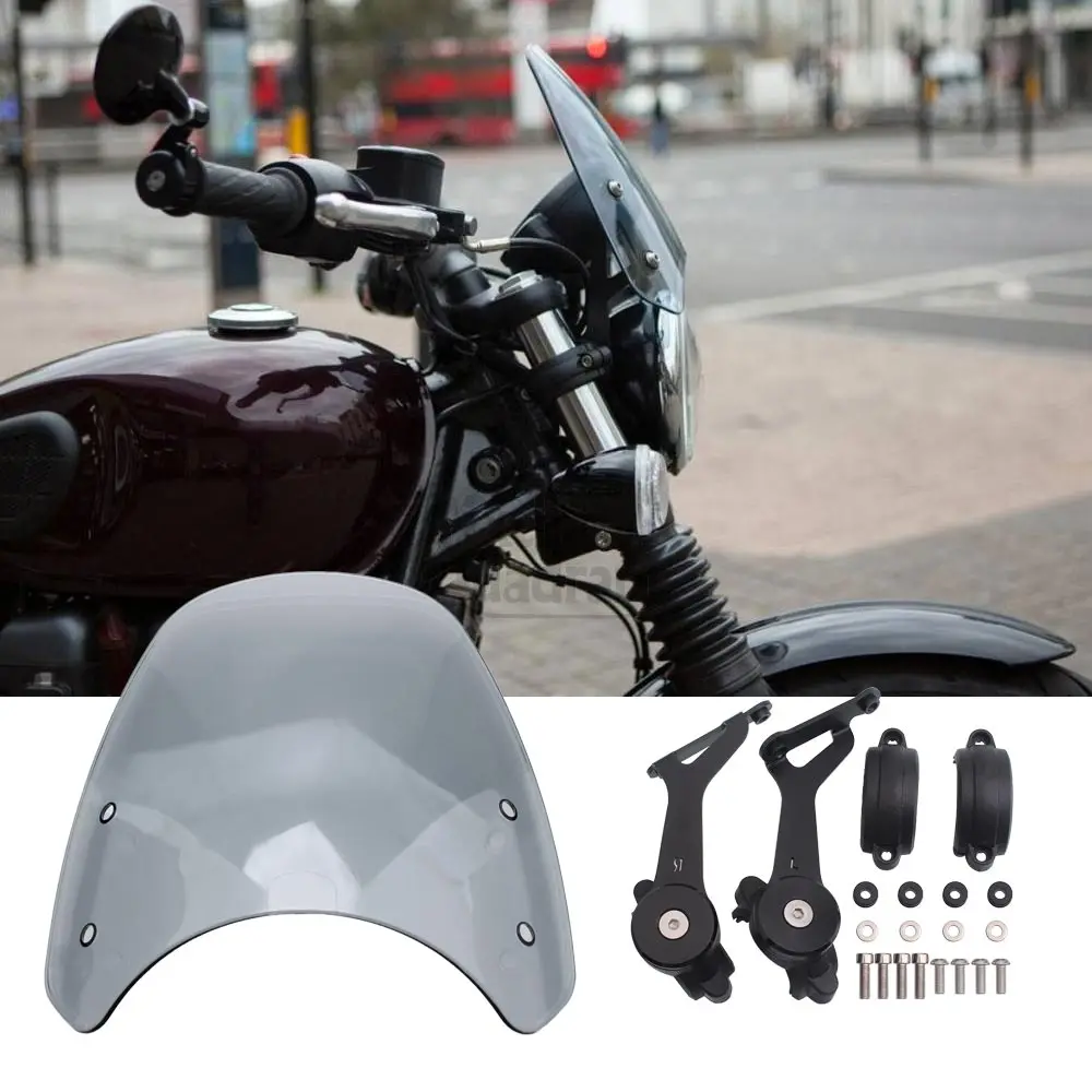 Motorcycle Accessories Windshield Windproof WindScreen Smoke  For Triumph Bonneville Bobber 2017 2018 2019 2020 2021 2022 2023