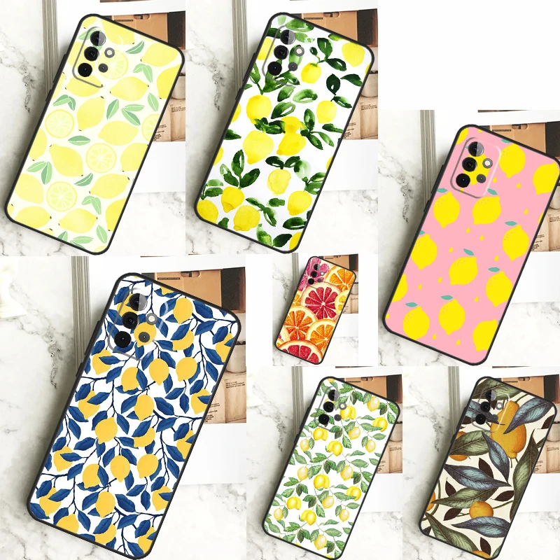 Summer Fruit Lemon Case For Samsung Galaxy A53 A33 A23 A13 A15 A25 A35 A55 A54 A34 A14 A51 A12 A32 A52 Cover