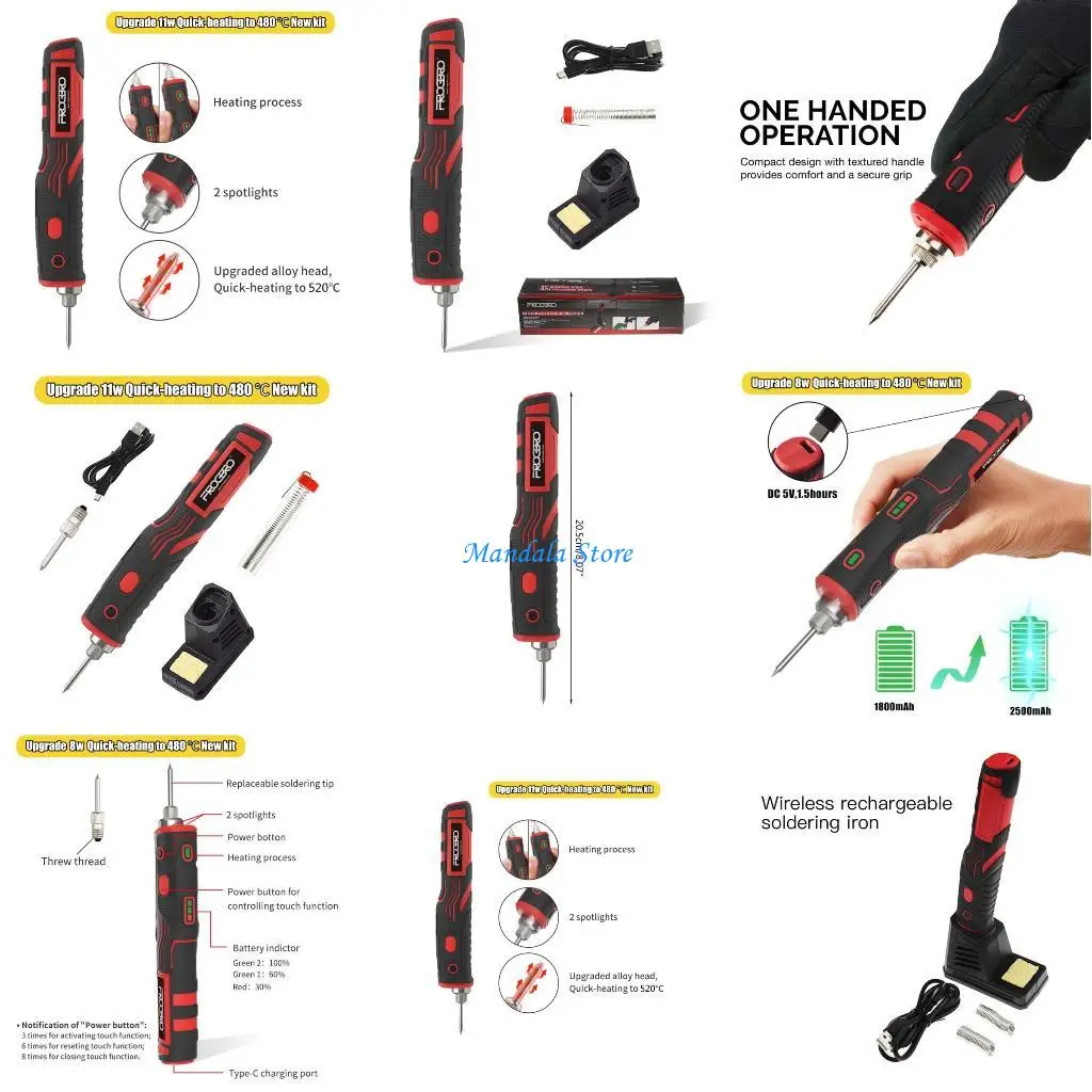 

U2JC Cordless Electric Soldering Iron Heat-insulated Silicone for Safe Working