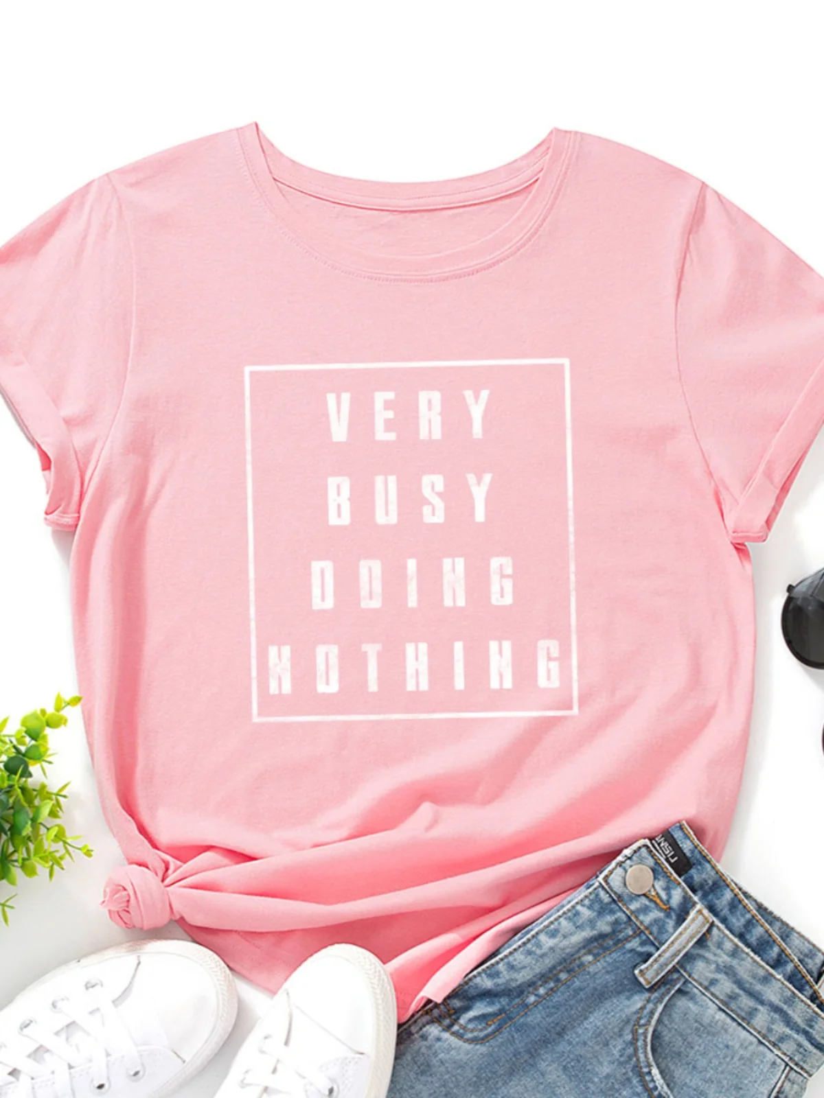 T-shirt in cotone da donna vestibilità ampia ort Sve round Ne stampato Street Sle T-shirt estiva in cotone sottile Casual Fem Top