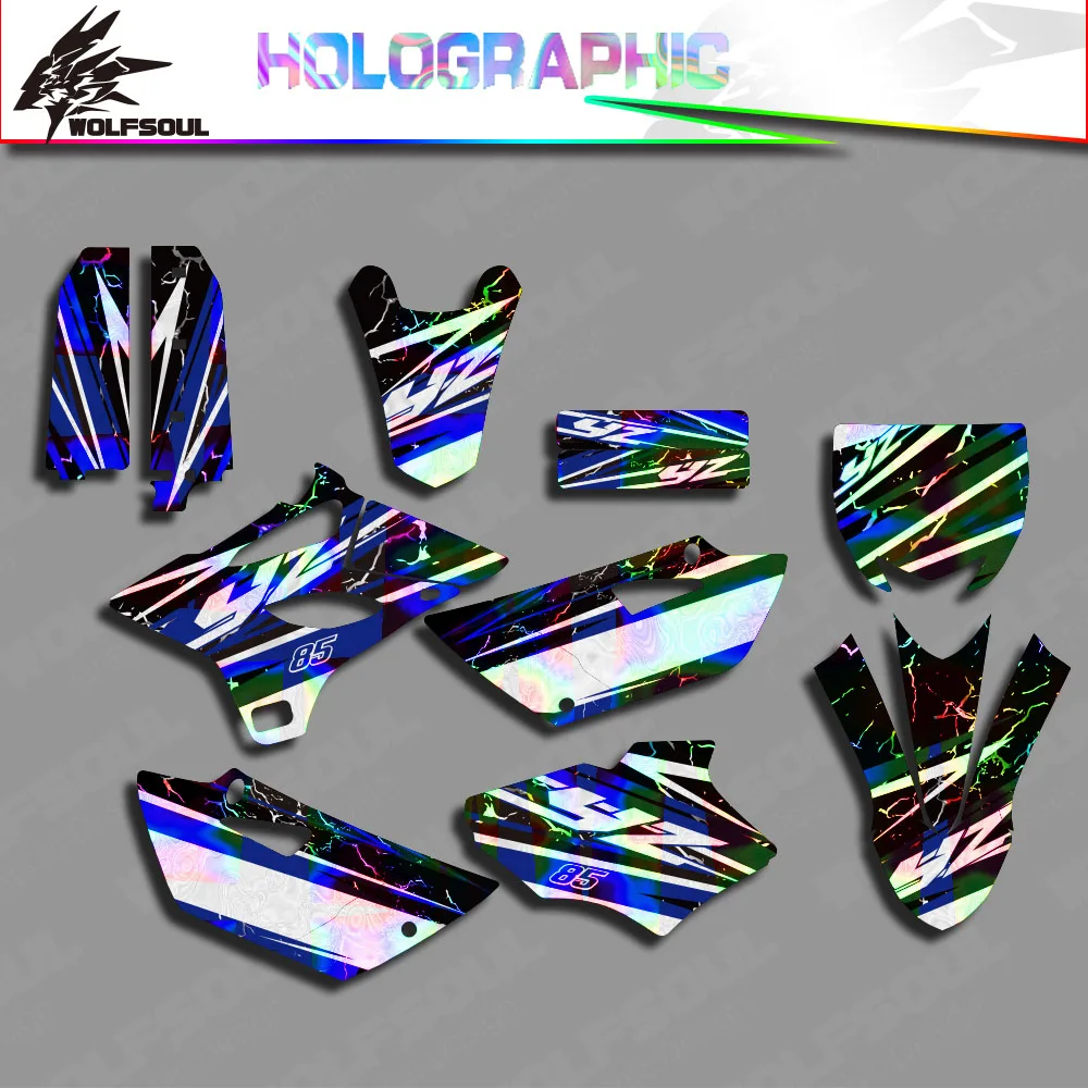Motocross Holographic Full Decals Graphics Stickers Kits For YAMAHA YZ85 YZ 85 2015 2016 2017 2018 2019 2020 2021 Custom