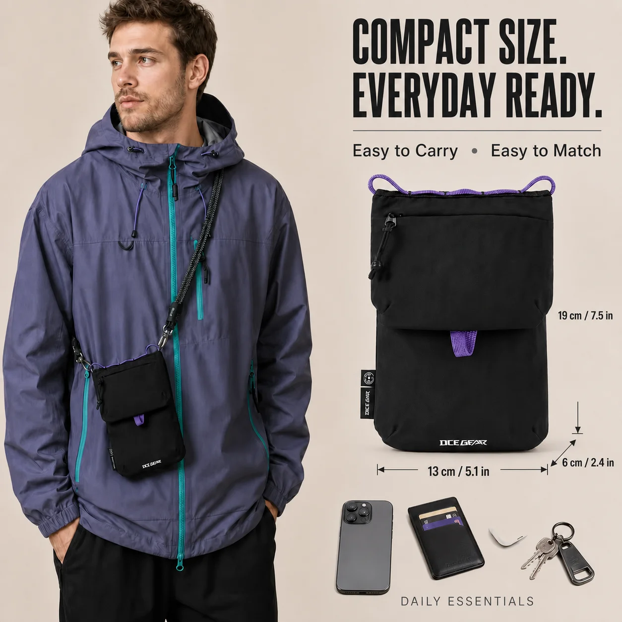 OCEGEAR Crossbody Phone Bag Lightweight Slim Small Shoulder Sling Purse RFID Blocking for Passport Credit Cards Travel Women Men