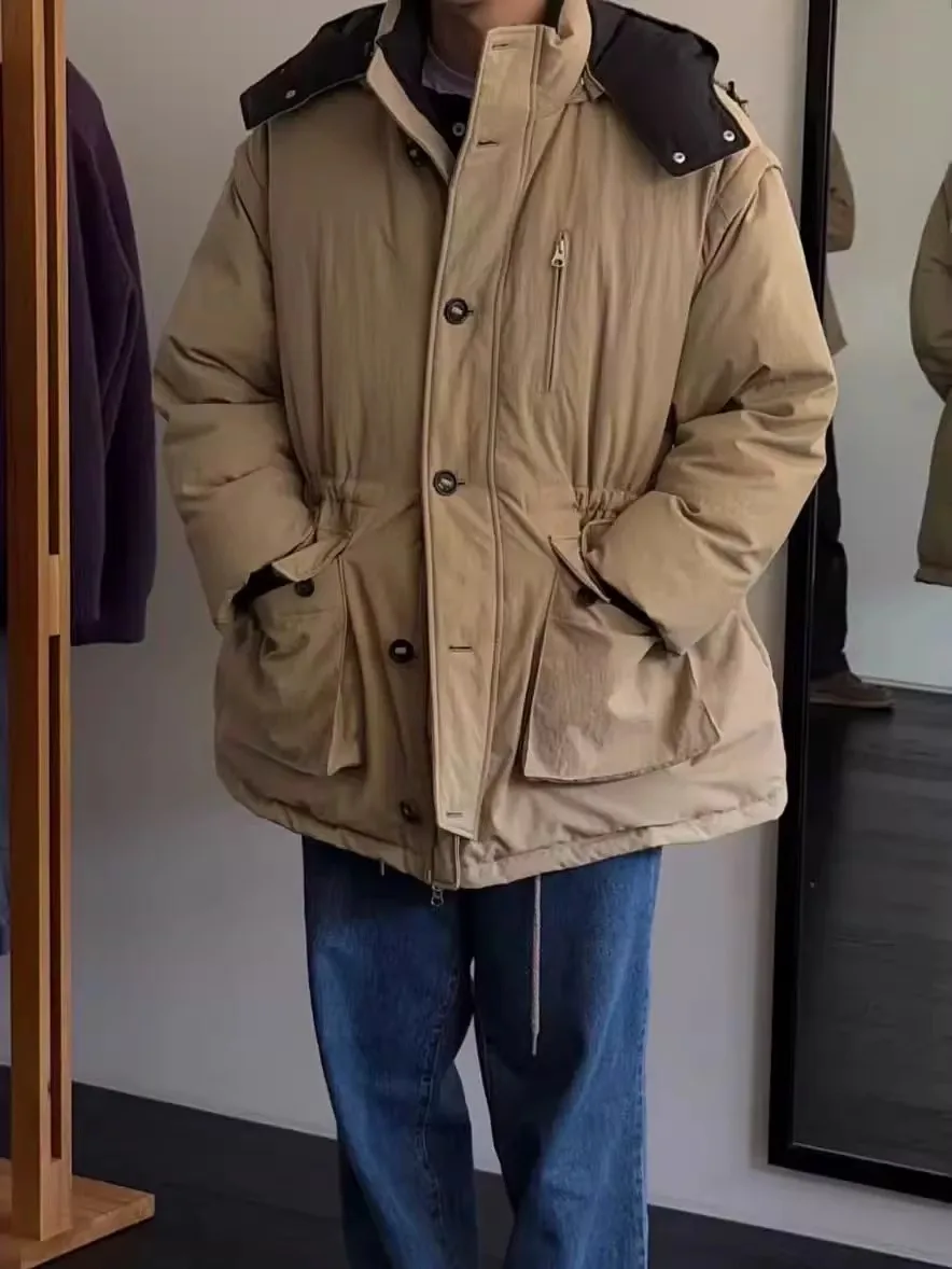 Al aire libre Casual Du down Jaet de longitud media extraíble Sve Abrigo con capucha Cálido Sli Señoras Faion Ropa de abrigo de invierno