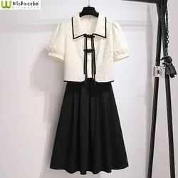 2022 Summer New Fashion High Sense Bubble Sleeve Shirt Casual High Waist Skirt Two Piece Elegant Women's Skirt Set