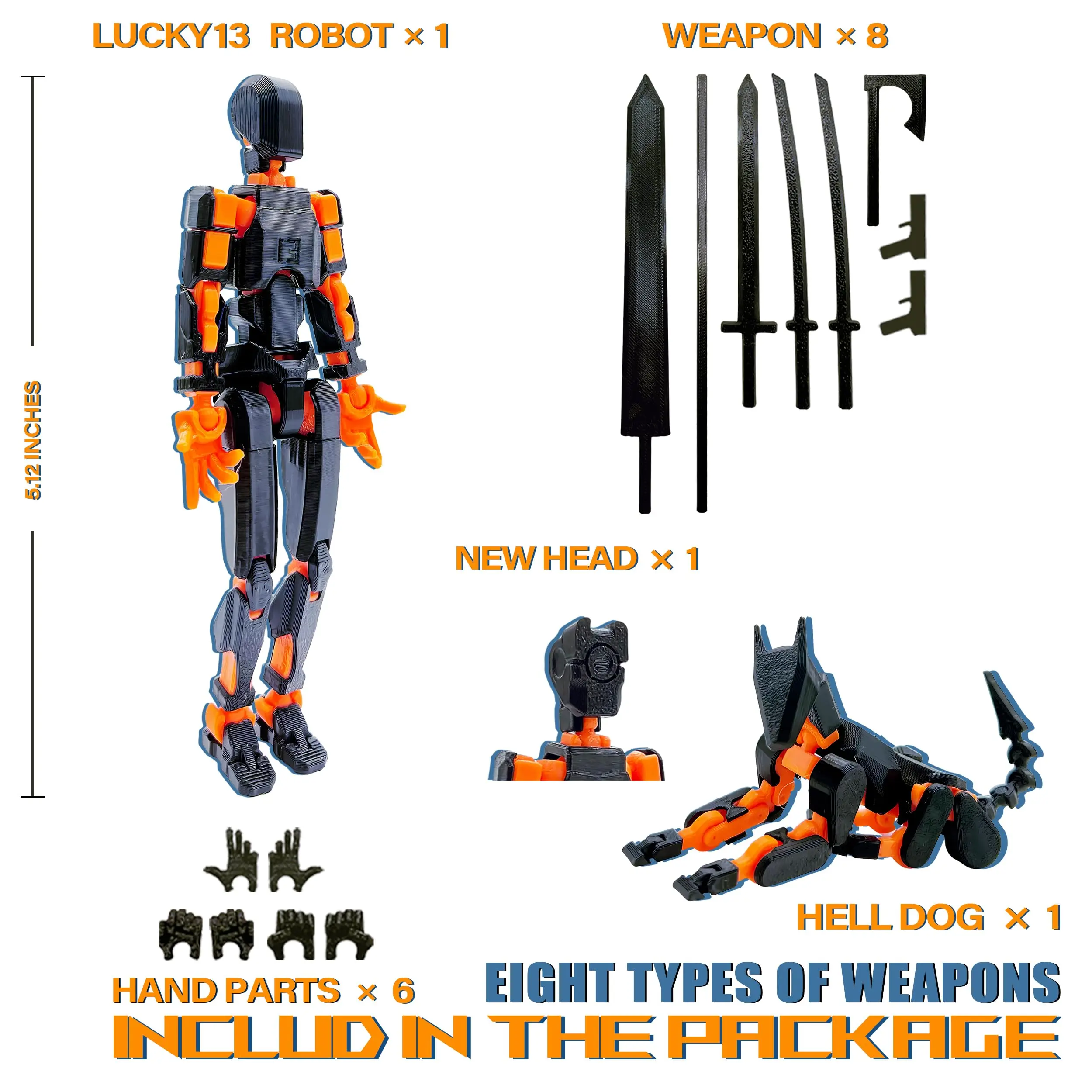 ﻿ (Assembly Completed) T13 Action Figure Set, 3D Printed Toys Robo 13 Action Figure,Dummy 13 Titan 13 Action Figure