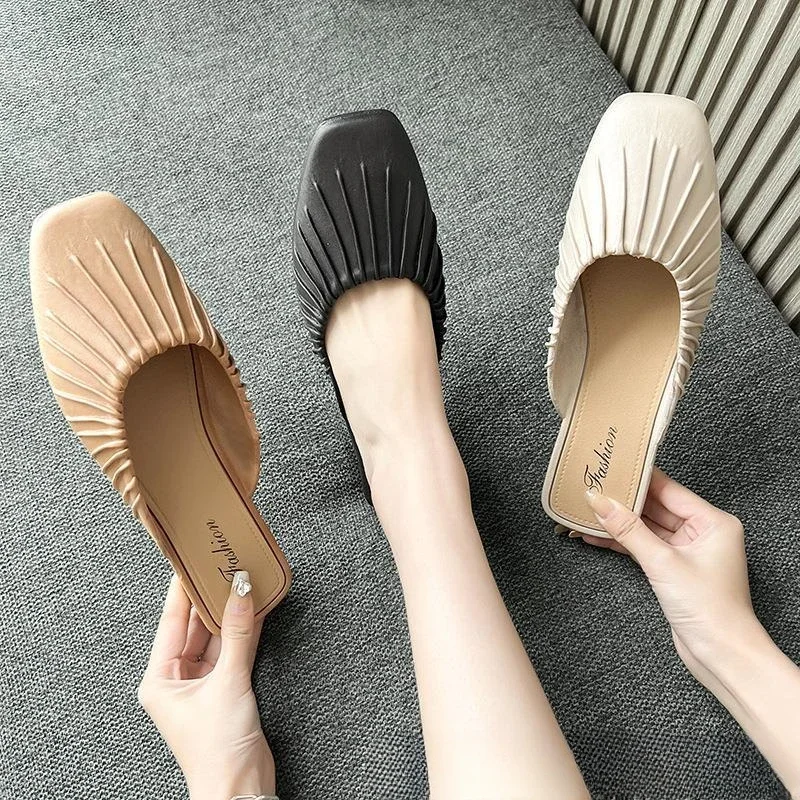 Women Baotou Half Slippers Summer New Fashion Women Outdoor Low Heel Casual Comfort Soft Sole Anti Slip Beach Slippers