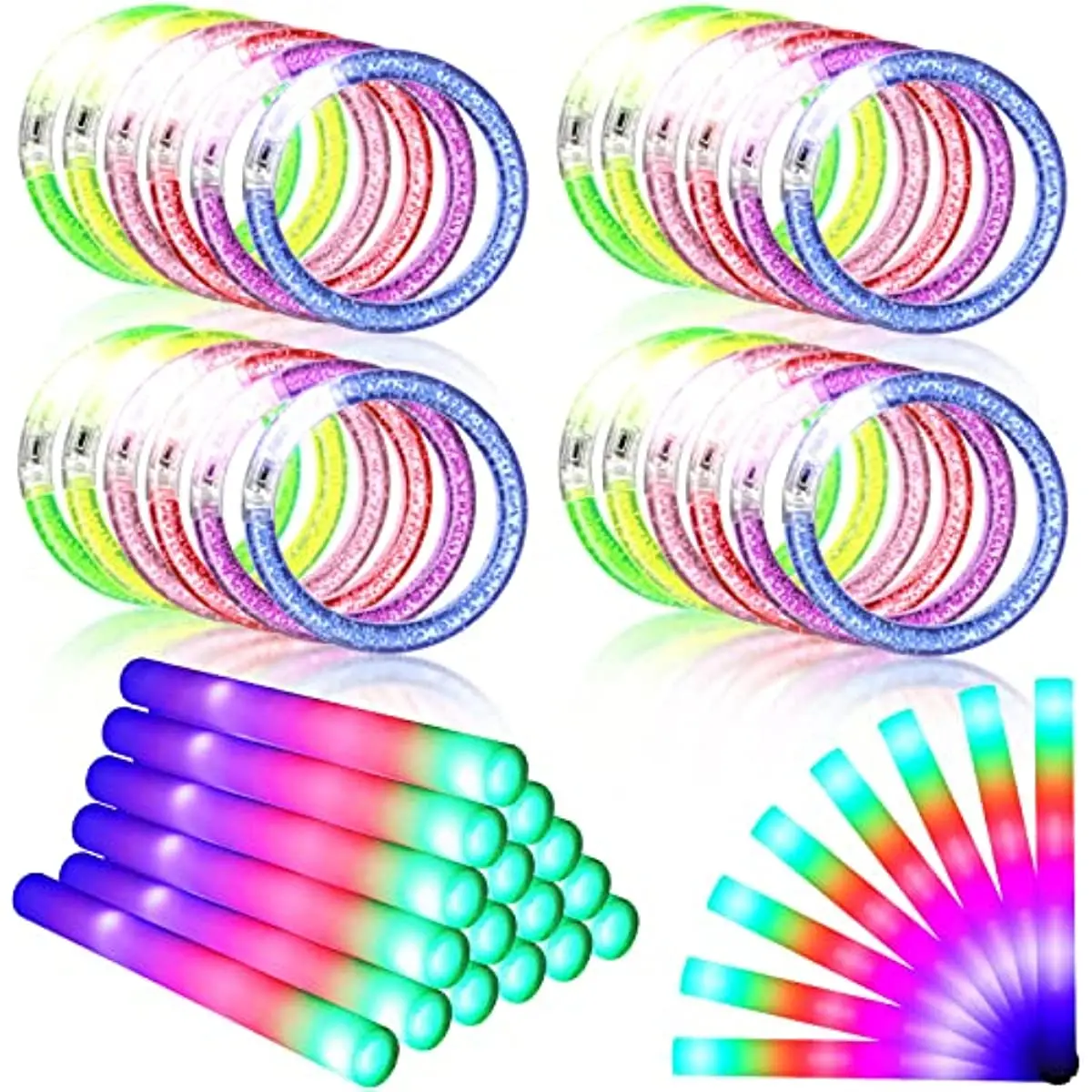 

Foam Glow Sticks LED Bracelets Glow in the Dark Party Supplies Light Up 3 Modes Colorful Flashing LED Strobe Stick Wedding Party