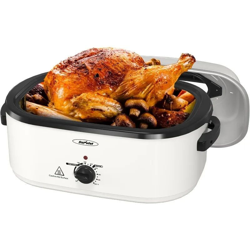 

Электрическая печь-гриль Sunvivi на 26 кварт, для запекания индейки, с функцией самоподачи воды, съемным противнем, ручками с защитой от нагрева, белая