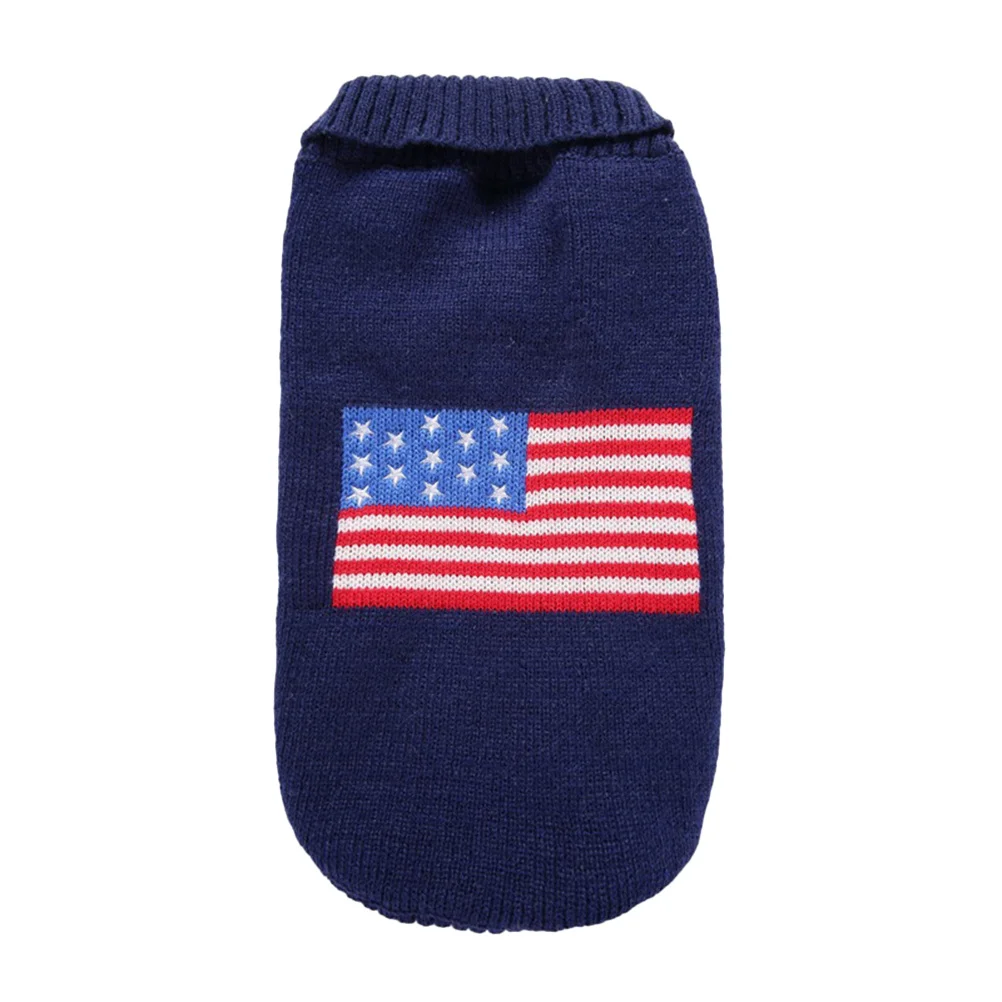 

American Flag Pet Sweater Winter Warm Christmas Clothes for Small Puppy Dog Durable Soft Acrylic Fiber Pet Sweater