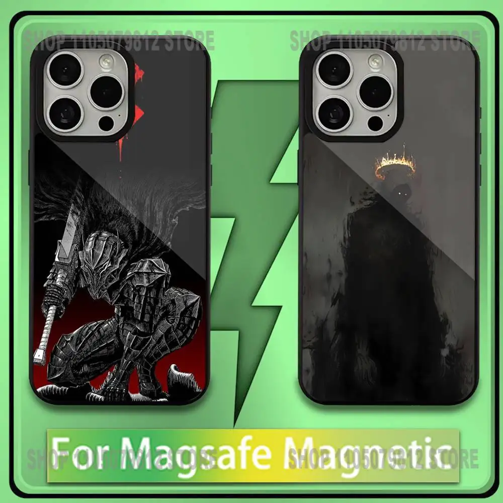 

Berserk Guts Hot Blood Anime Plating Phone Case For iPhone 17,16,15,14,13,12,11,Plus,Pro,Max,Mini Soft Magnetic Wireless Charge
