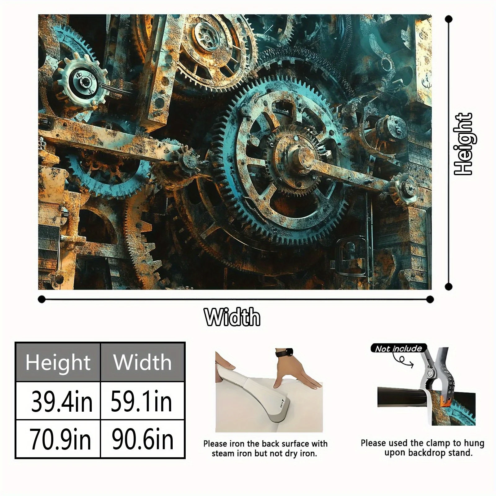 Steampunk Gears Tapestry Wall Hanging Industrial Clockwork Decor Mechanical Aesthetic Art Print for Loft Room Decoration Vintage