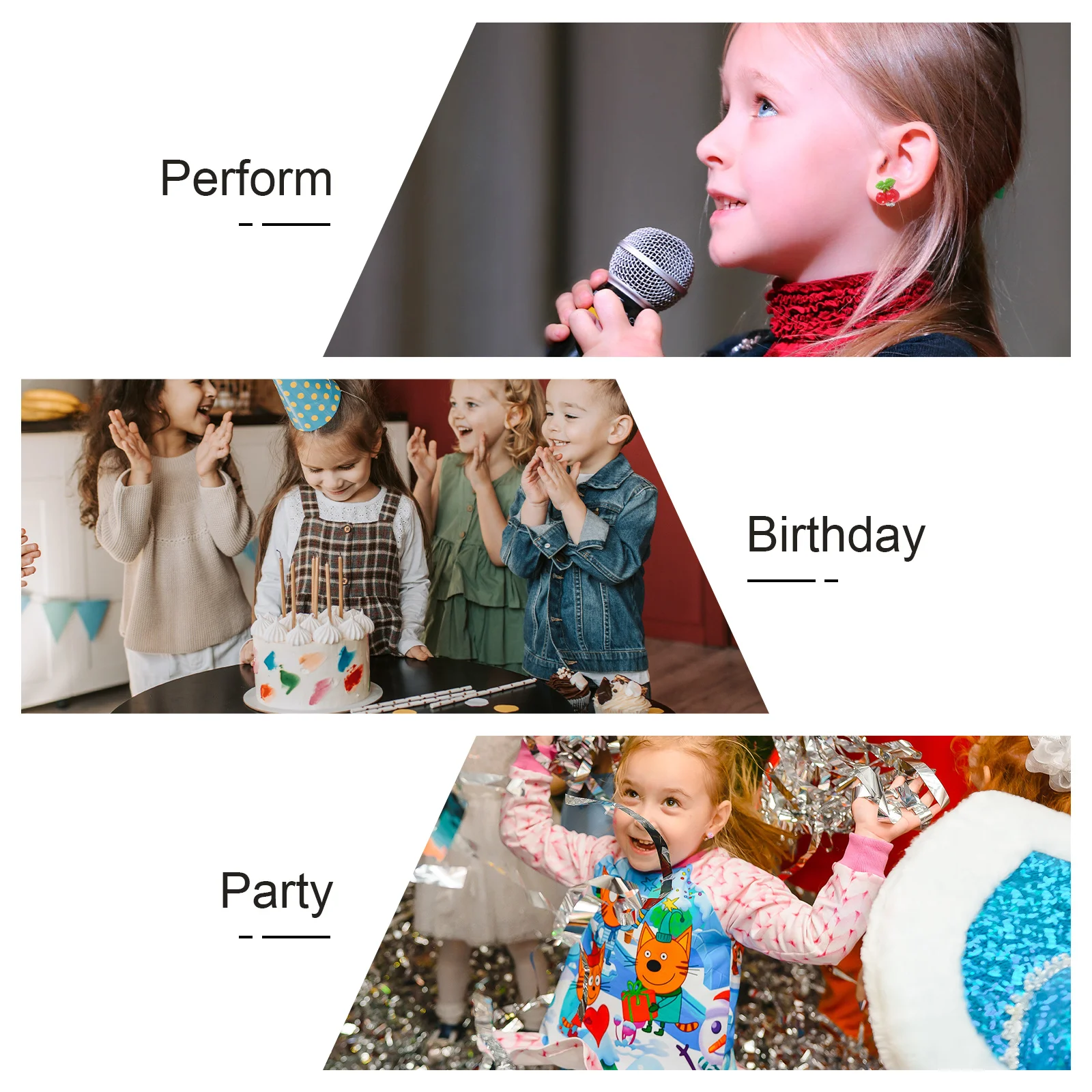 

8Pairs Girls Ear Clips No-Piercing Earrings Clip on Kids Strawberry Cherry Flower Ice Cream Pattern Ear Drops Party Jewelry