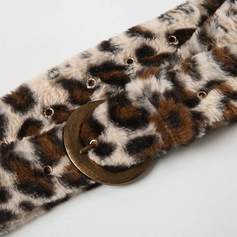 Leopard Print Plush Belt - Fashionable Warm & Adjustable Hip Hop Accessory for Jeans image 6