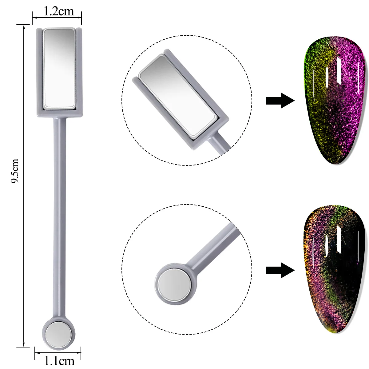 7色星空効果マグネットジェルポリッシュセット、ソークオフUV LEDキャッツアイジェルポリッシュ、マニキュアネイルアートキット - マグネットスティック