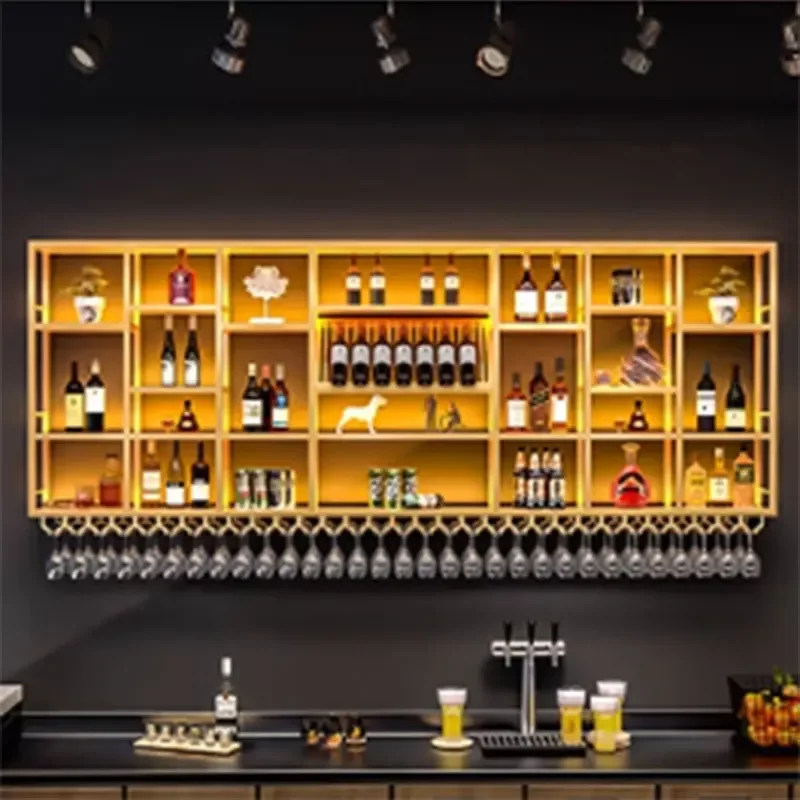 Luxuoso armazenamento de vinho rack garrafa moderno e minimalista restaurante rack parede prateleira fantasia botines de vino casa bar móveis