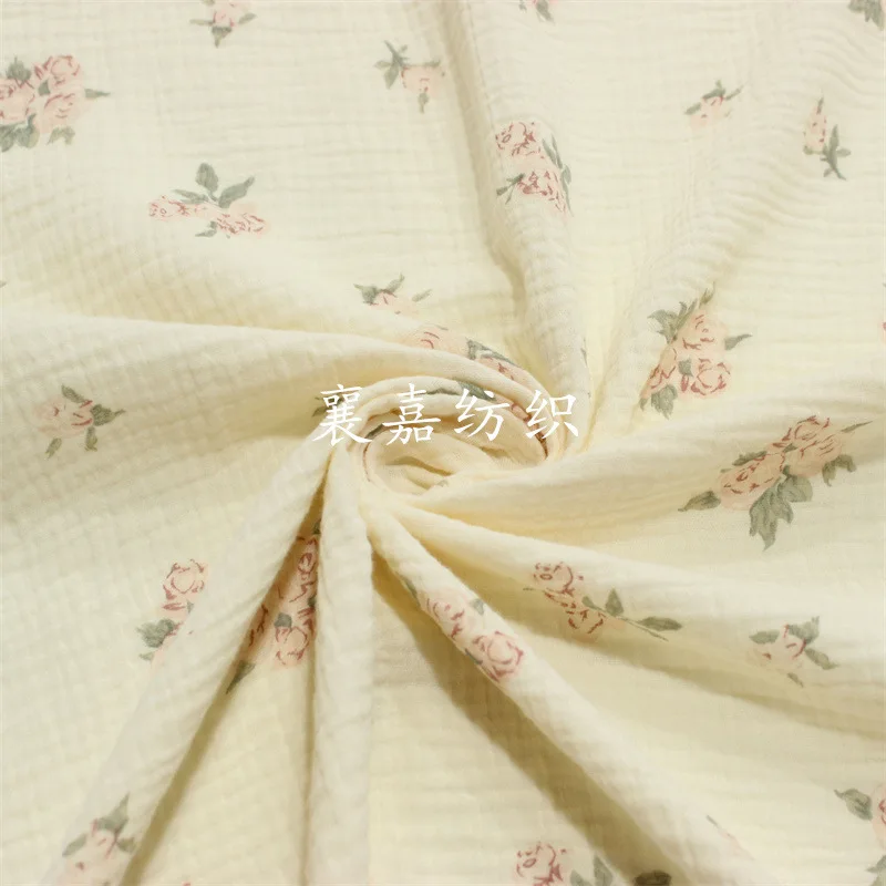 135x50cm Double-Layer Cotton Gauze Crepe Small Floral Fabric for Sewing Pajamas Home Wear - Quilting Dressmaking Craft