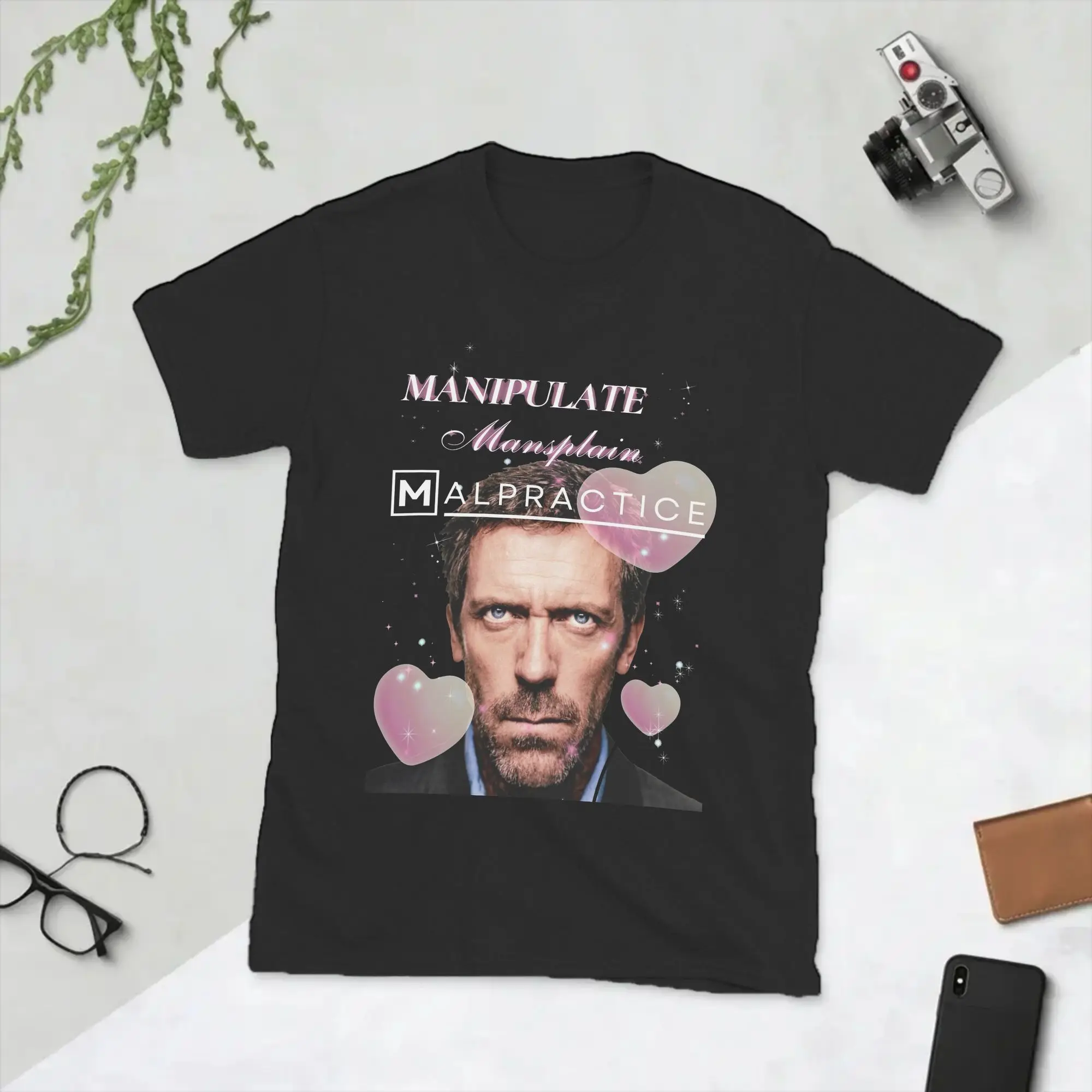 Manipulate Mansplain Malpractice House MD T-Shirt for Men  Cool Pure Cotton Tees Round Neck Short Sleeve T Shirts Clothes