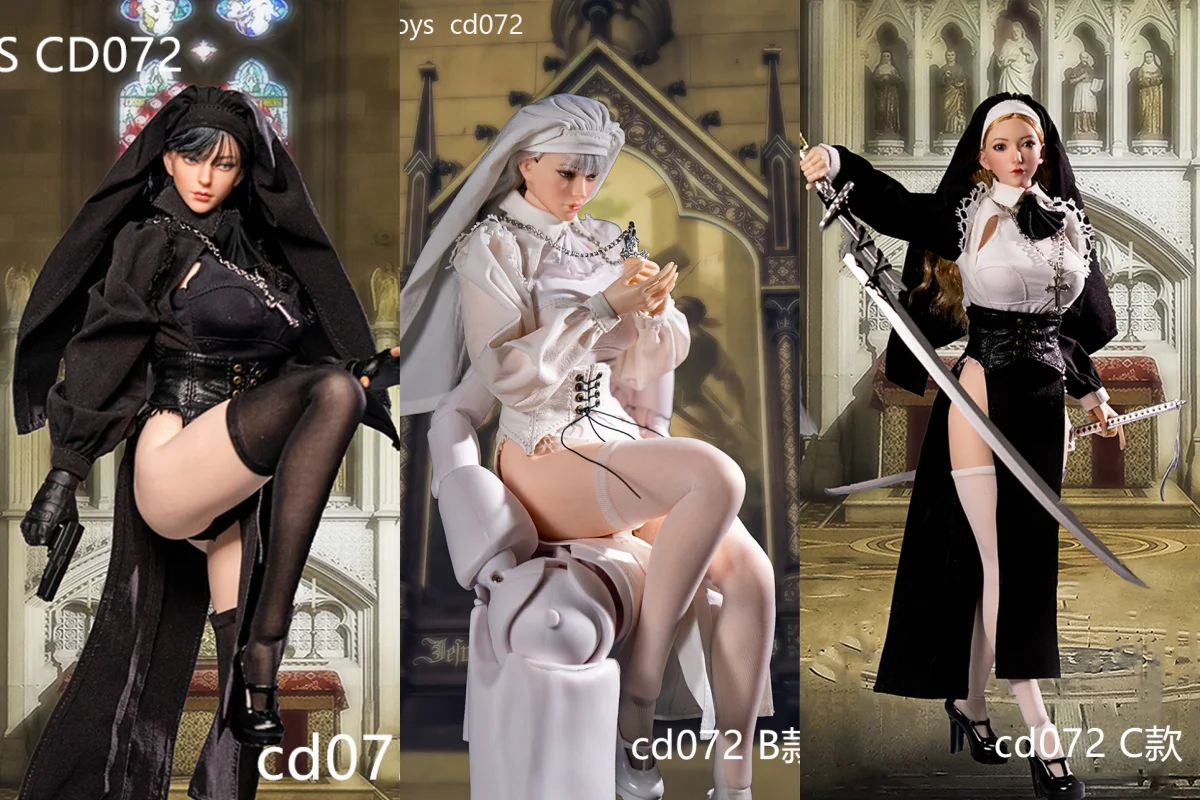 

In Stock Cdtoys 1/6 Cd072 Halloween Nun Cross Dressing Uniform Nun Cosplay Costume Soldier Costume Model Toys