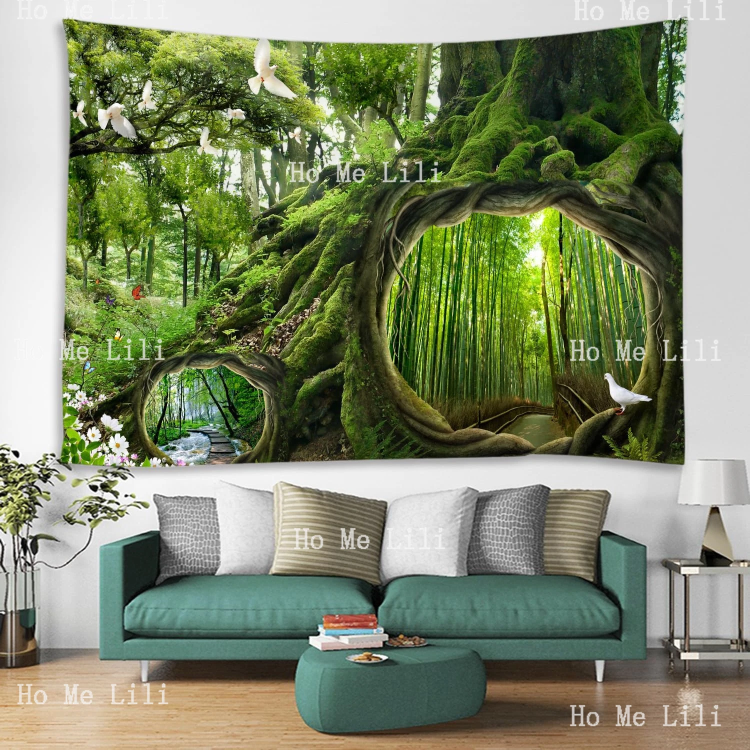 

Popular Moon Bohemian Fantasy Design Flower Colorful Plant Wall Bedroom Daily Fantasy Forest Decoration Tapestry For Dormitory