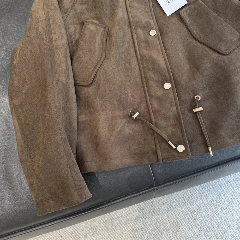 European and American style casual fashion stand-up collar reverse fur effect hooded jacket coat