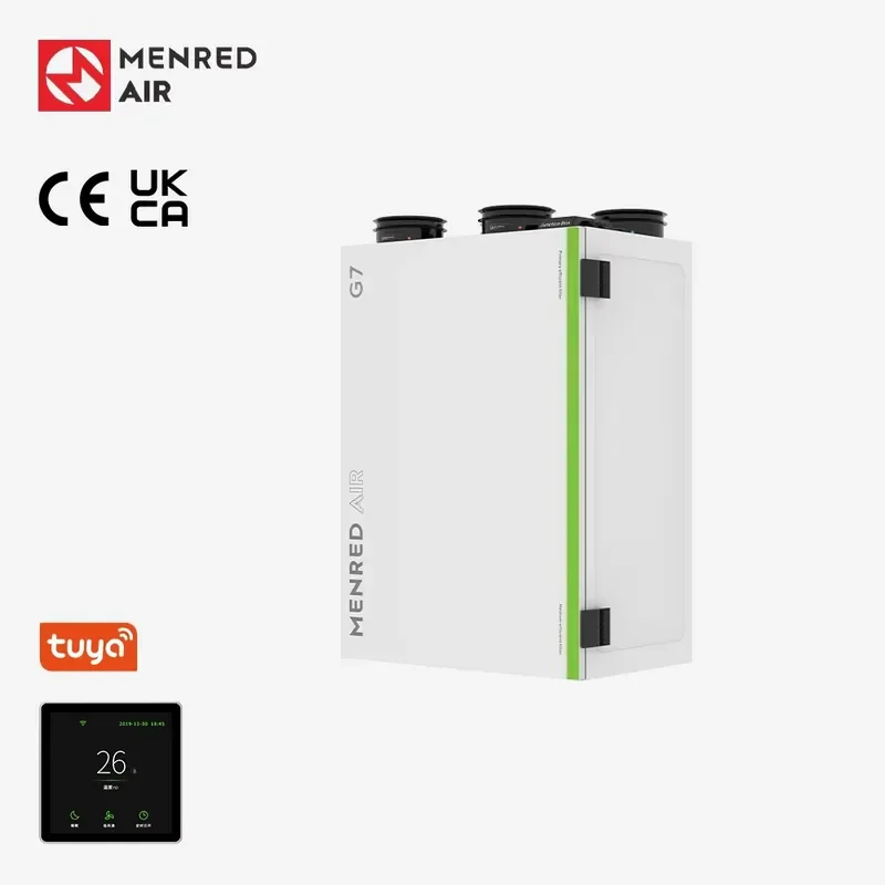 For G7 HRV Heat Recovery Ventilator Square Wall Mount 350m/h Silent MVHR Unit H11 HEPA PM2.5 Purification CE UKCA Tuya APP