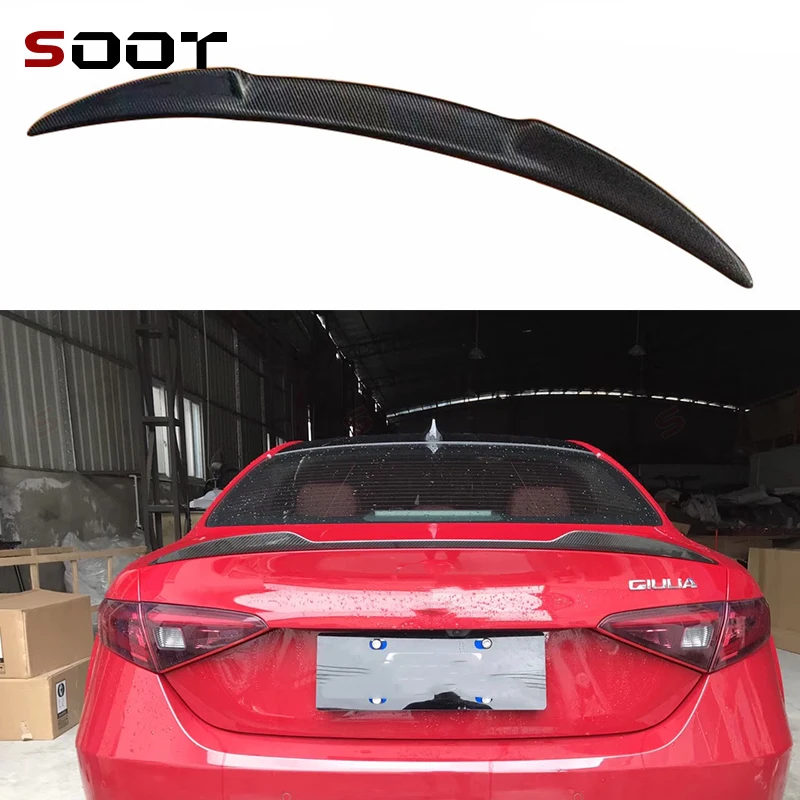 

Для Alfa Romeo Giulia хвостовые плавники из углеродного волокна, задний спойлер багажника, направляющее крыло, заднее крыло, переключатель багажника, обновление автомобиля, автозапчасти