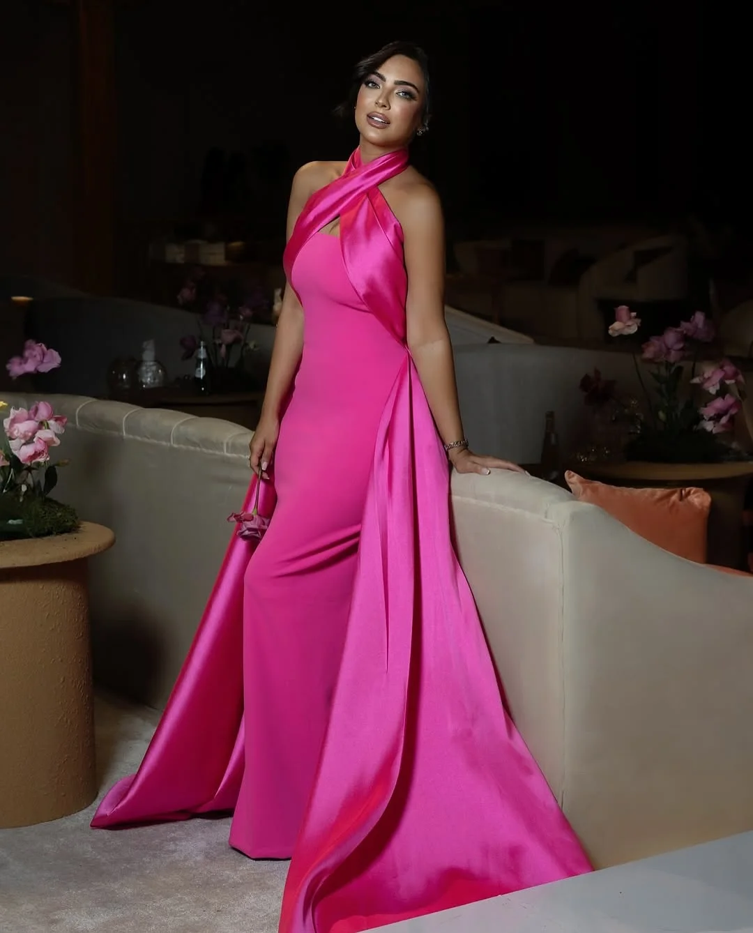 

Арабская ночь Элегантные вечерние платья Розовые дерзкие платья для выпускного вечера Вечерние платья длиной до пола по индивидуальному заказу Vestidos de noche Саудовская